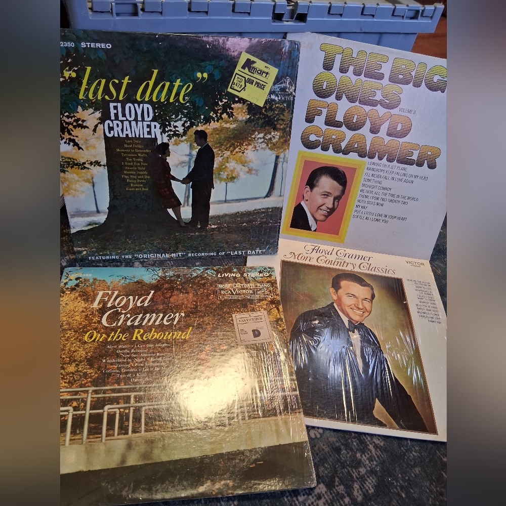 Source Unknown Floyd Cramer Vintage Vinyl Records - Green, Brown, Black, White